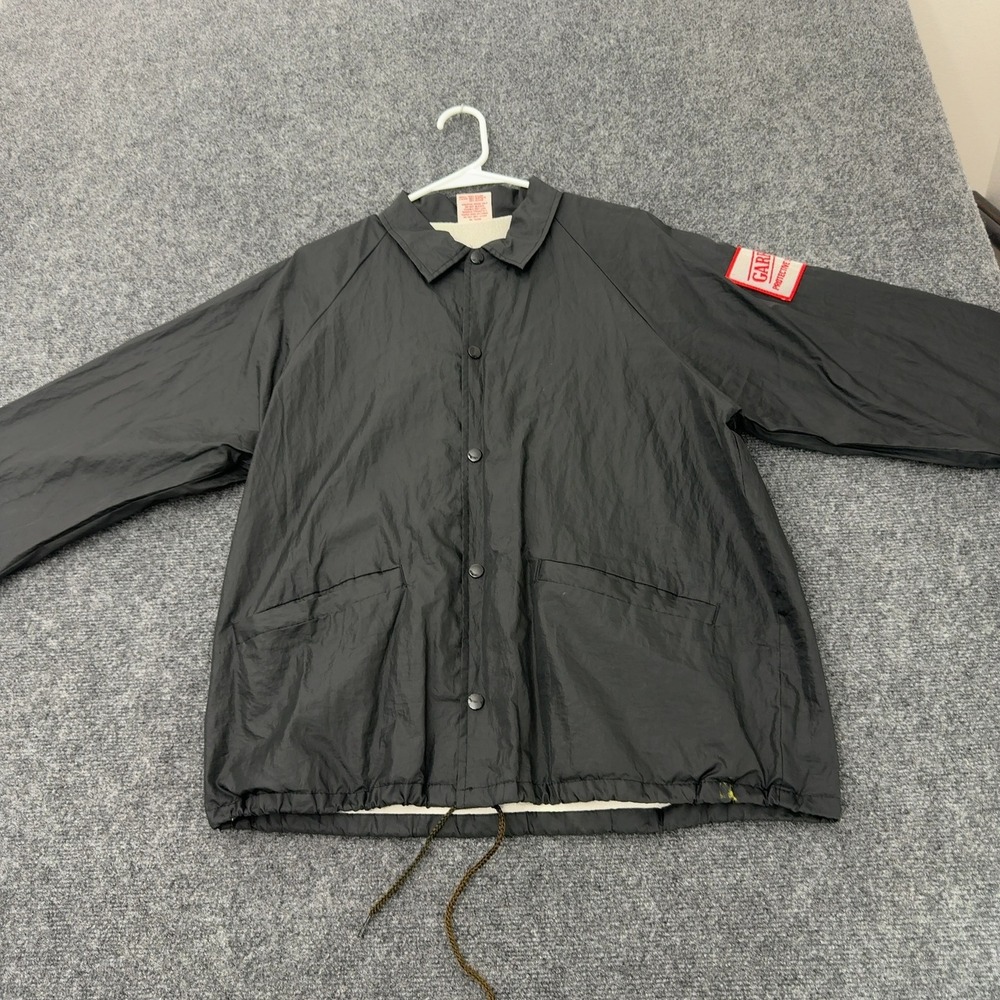 Vintage Cardinal Jacket Mens L Black Nylon Garrison Protective Services Workwear